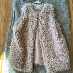 Cato 18/20. Faux Sherpa long vest in pale blush pink.  Gently worn